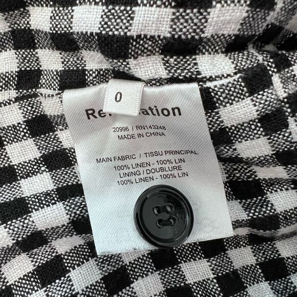 Reformation Cozumel Linen Gingham lace up Top Sz 0 - Picture 4 of 4